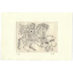 Aguafuerte San Jorge y el dragón x Daniel Tudelilla FANART