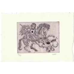 Aguafuerte San Jorge y el dragón x Daniel Tudelilla FANART