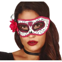 Antifaz del Día de los Muertos Rosa