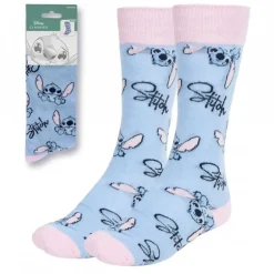 Calcetines Stitch Diseño Azul Cielo y Rosa