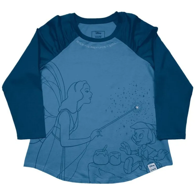 Camiseta Unisex Pinocchio Loungefly Blue Fairy Shirred Raglan Talla L