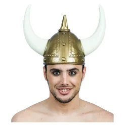 Casco Vikingo Dorado y Blanco