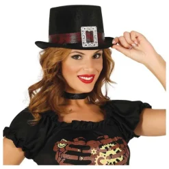 Chistera Negra con Cinta Marrón