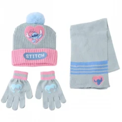 Conjunto 3 Piezas Bufanda y Complementos Stitch 100% Acrílico