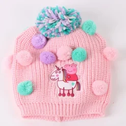 Conjunto 3 Piezas Bufanda Peppa Pig 100% Acrílico Rosa