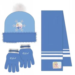 Conjunto 3 Piezas Bufanda Frozen 100% Acrílico Azul