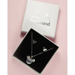 Conjunto Colgante y Pendientes Mickey Mouse Disney Acero Inoxidable