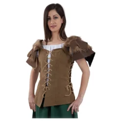 Corpiño Medieval Marrón con Hombreras para mujer