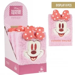 Cuaderno de Pelo Minnie Mouse Rosa con Lazo