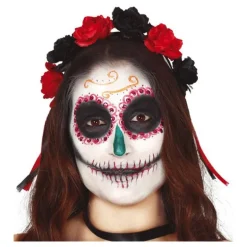 Diadema con Flores Rojas y Negras