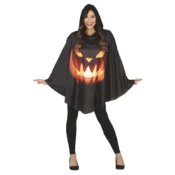 Disfraz de Calabaza en Poncho Negro para mujer