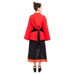 Disfraz de China Aldeana Rojo y Negro para mujer