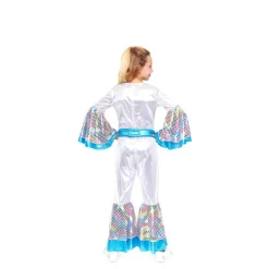 Disfraz de Disco Girl Plateado y Azul para niña