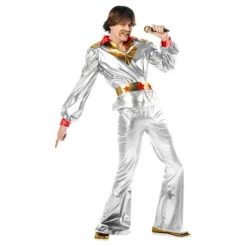 Disfraz de Disco Plata Años 70 para Hombre