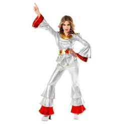 Disfraz de Disco Plata Años 70 para Mujer