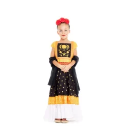 Disfraz de Frida Kahlo Amarillo y Negro para Niña