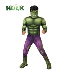 Disfraz de Hulk verde musculoso con máscara deluxe para niño