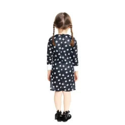 Disfraz de Miércoles vestido estampado para bebé y niña