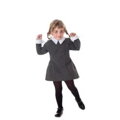 Disfraz de Niña Siniestra con Topos Negros