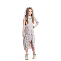 Disfraz de Novia Cadáver con Adornos Azules para Niña