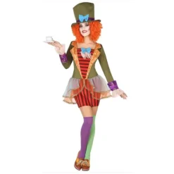 Disfraz de Sombrerera Loca a Rayas para mujer