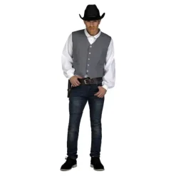 Disfraz o Chaleco Gris de Vaquero para hombre