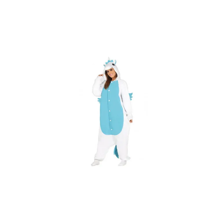 Disfraz tipo Kigurumi Pijama de Unicornio azul para mujer