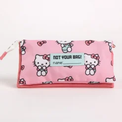 Estuche portatodo 3 compartimentos Hello Kitty poliéster rosa
