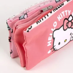 Estuche portatodo 3 compartimentos Hello Kitty poliéster rosa