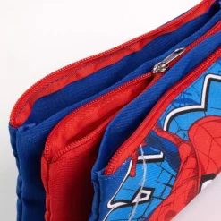 Estuche Portatodo 3 Compartimentos Spiderman Azul 100% Poliéster