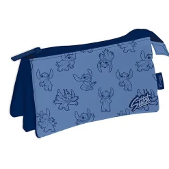 Estuche portatodo triple silueta Stitch azul