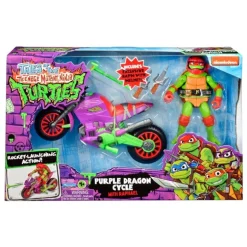 Figura con vehículo Raphael & Purple Dragon 12 cm TMNT