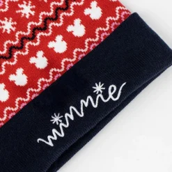 Gorro de Punto Navidad Minnie 100% Acrílico Rojo