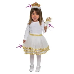 Kit de Princesa Oro para Bebé: Tiara, Varita y Falda