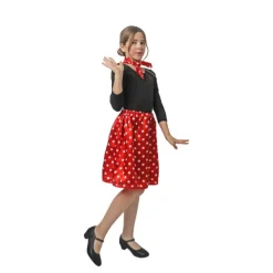 Kit de Vestuario Años 50 de Rasete para Niña: Pañuelo y Falda