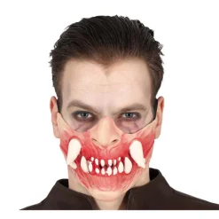 Media Máscara con Colmillos Grandes de Látex