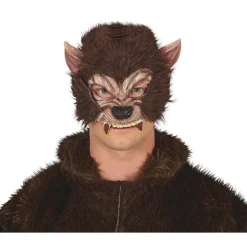 Media Máscara de Hombre Lobo con Pelo de Látex