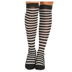 Medias Negras con Rayas Blancas