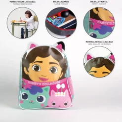 Mochila Escolar Infantil Gabby's Dollhouse de Poliéster Lila