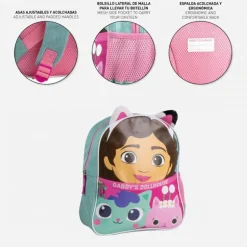 Mochila Escolar Infantil Gabby's Dollhouse de Poliéster Lila