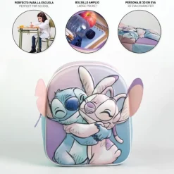 Mochila Infantil 3D con Aplicaciones de Stitch