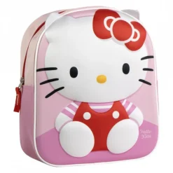 Mochila Infantil 3D Hello Kitty Rosa en Poliester y EVA