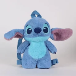 Mochila Infantil de Peluche Stitch 100% Poliéster - Azul