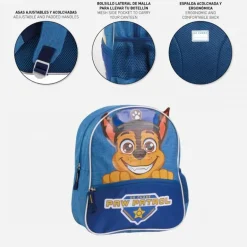 Mochila Infantil Escolar Paw Patrol, 100% Poliéster, Azul