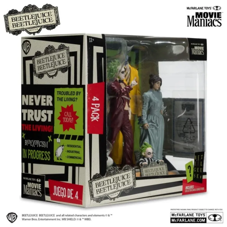 Pack de 4 Estatuas Beetlejuice Movie Maniacs