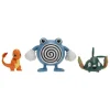 Pack de 3 Figuras Pokémon Charmander, Trubbish y Poliwhirl
