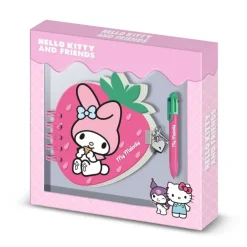 Pack Hello Kitty My Melody Diario Fresa y Bolígrafo 6 Colores