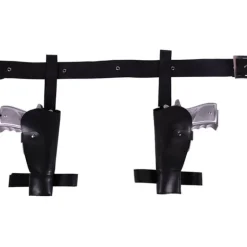 Par de cartucheras con 2 Pistolas Plateadas