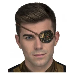 Parche de Ojo Steampunk Dorado con Rubí