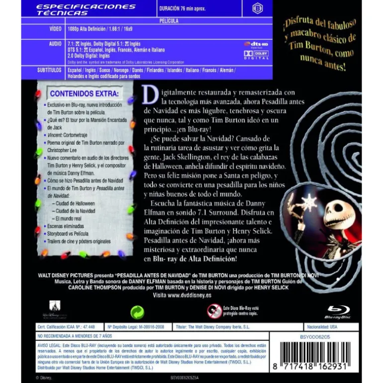 Película Blu-ray Pesadilla Antes De Navidad Edición Coleccionista